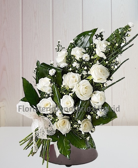 Ramo funerario 12 rosas blancas para tanatorio envío urgente