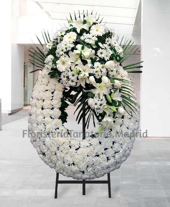 Corona Funeraria compuesto de clavel blanco