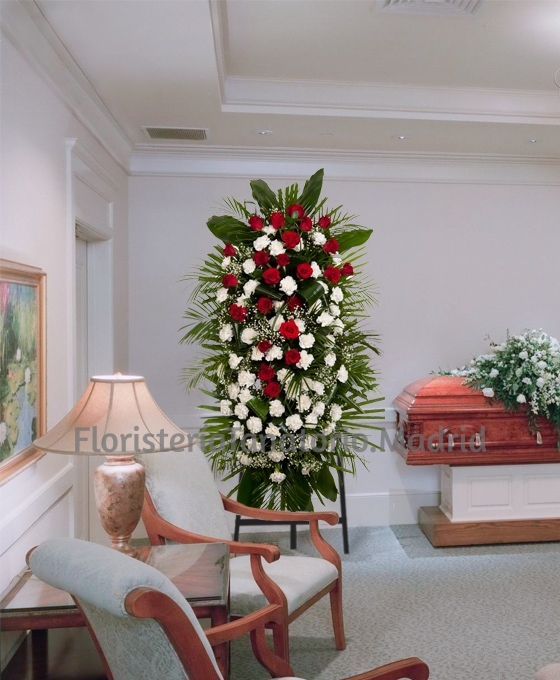 palma funeraria roja y blanca
